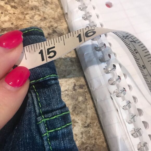 So Girls Blue Jean Capris with Green Trim Size 16 - Picture 8 of 9